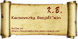 Kacsovszky Benjámin névjegykártya